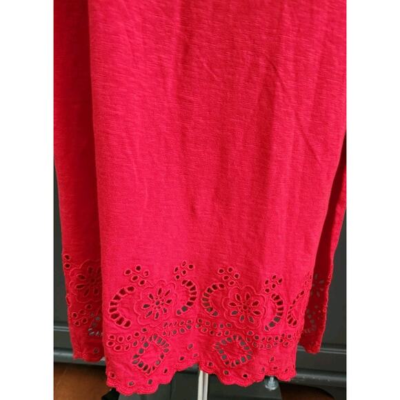 Talbots Nantucket Slub sleeveless Side Tie Midi Knit dress Eyelet Hem XS Small - Picture 6 of 9